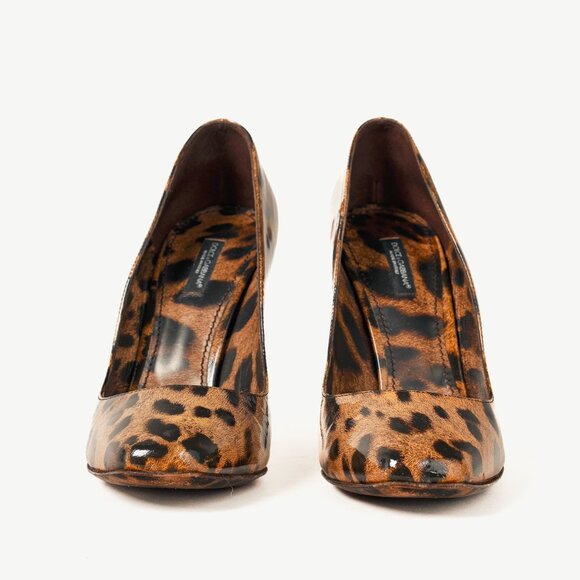 Dolce & Gabbana Brown Leopard Patent Leather Pumps - Picture 2 of 9